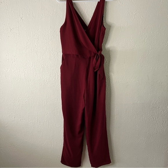 Lulu’s Like It Like That Wine Red Sleeveless Surplice Jumpsuit - Picture 4 of 13